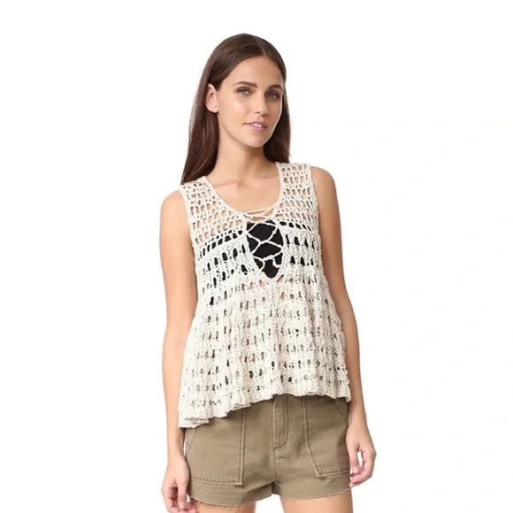 Free People Cream Knit Tank Top - Picture 2 of 7